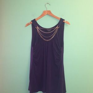 Chelsea & Theodore ruched tank top with chains.
